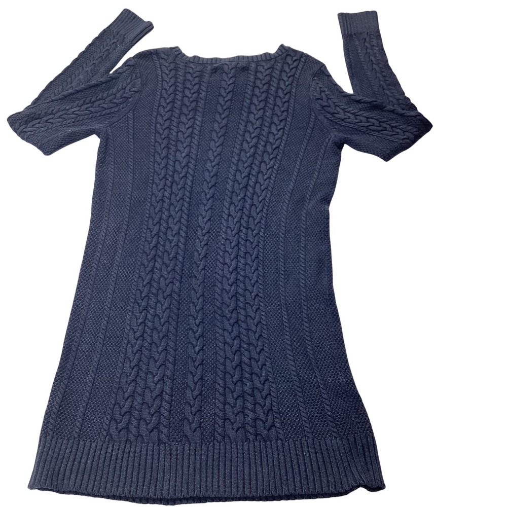 Abercrombie Fitch Cable Knit Sweater Dress Navy Blue Garment Dyed Size S - Picture 5 of 7
